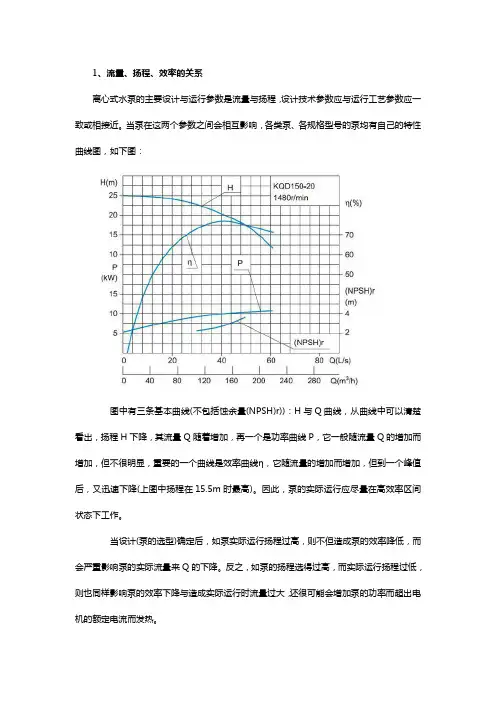 水泵流量、扬程、效率的关系