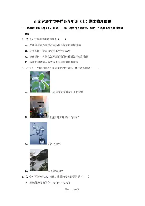 山东省济宁市嘉祥县九年级(上)期末物理试卷