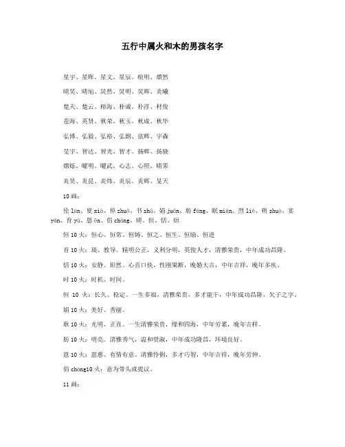 五行中属火和木的男孩名字