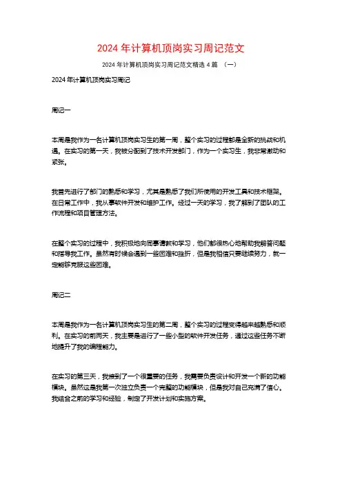 2024年计算机顶岗实习周记范文4篇