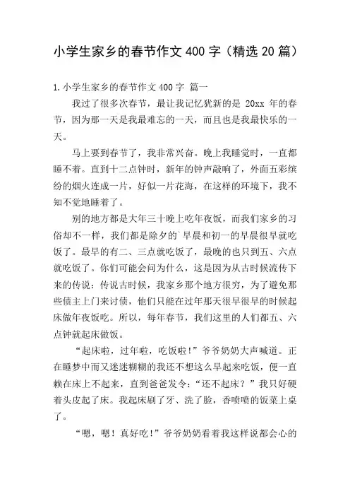 小学生家乡的春节作文400字(精选20篇)
