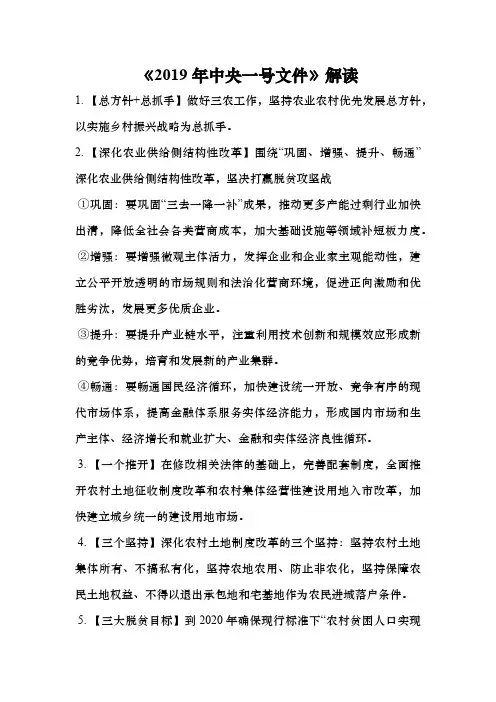 《2019年中央一号文件》解读