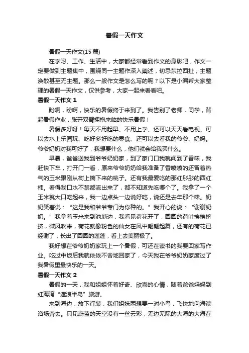 暑假一天作文