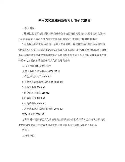 休闲文化主题商业街可行性研究报告