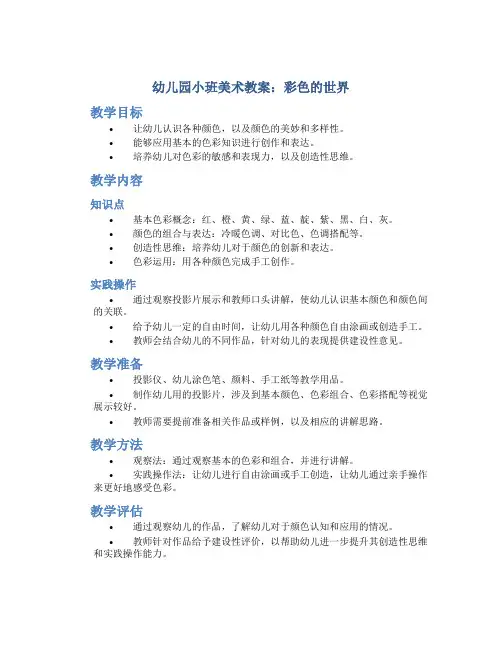 幼儿园小班美术教案：彩色的世界
