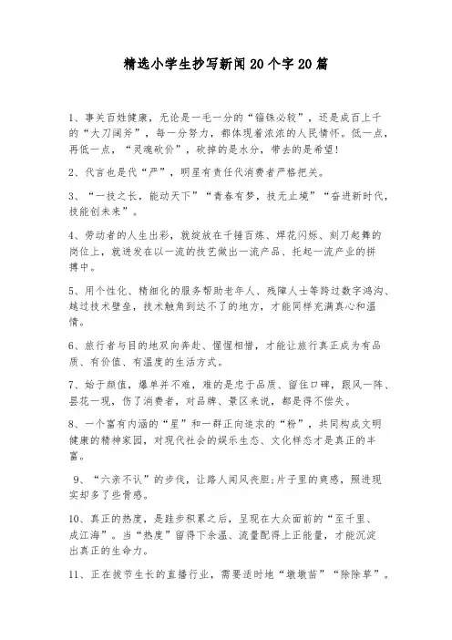 小学生抄写新闻20字2022