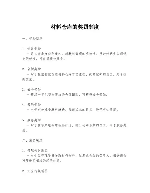 材料仓库的奖罚制度
