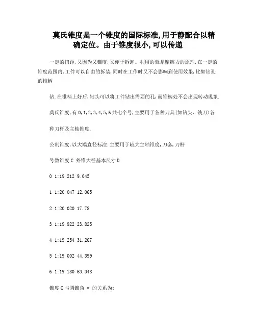 莫氏锥度的国际标准
