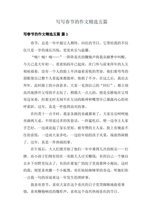 写春节的作文精选五篇