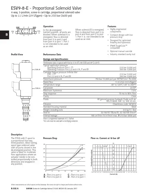 EATON 筒孔式汽罐阀门及 ESV9-8-E - 比例阀门说明书
