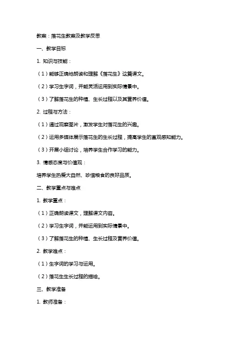 落花生教案及教学反思
