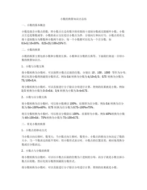 小数的换算知识点总结