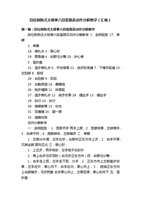 段位制陈式太极拳六段套路及动作分解教学（汇编）