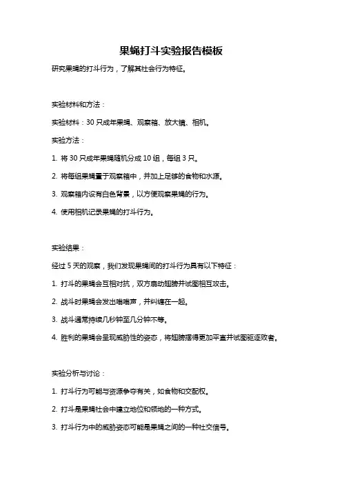 果蝇打斗实验报告模板