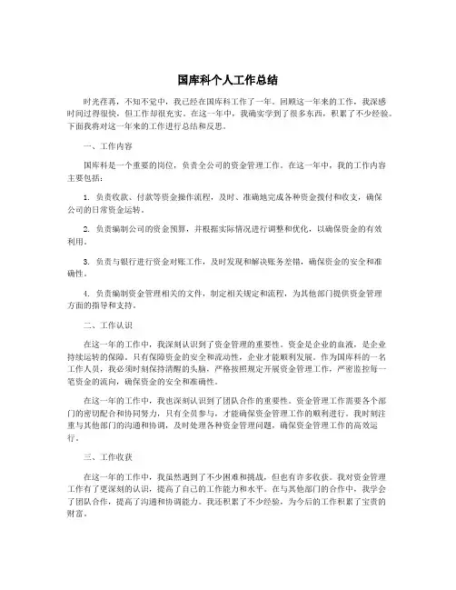国库科个人工作总结