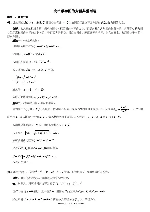 高中数学圆的方程典型例题(含答案)