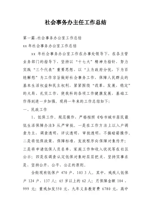 社会事务办主任工作总结