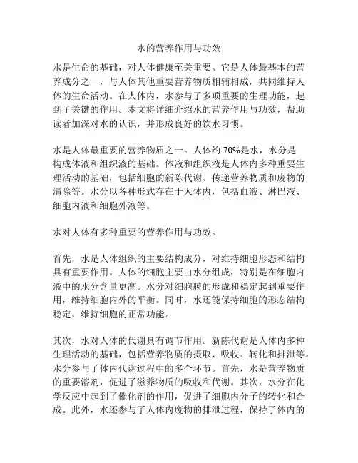 水的营养作用与功效