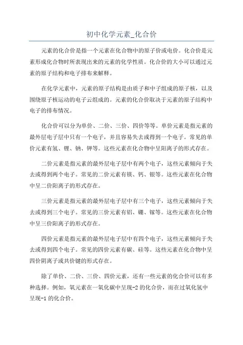 初中化学元素_化合价