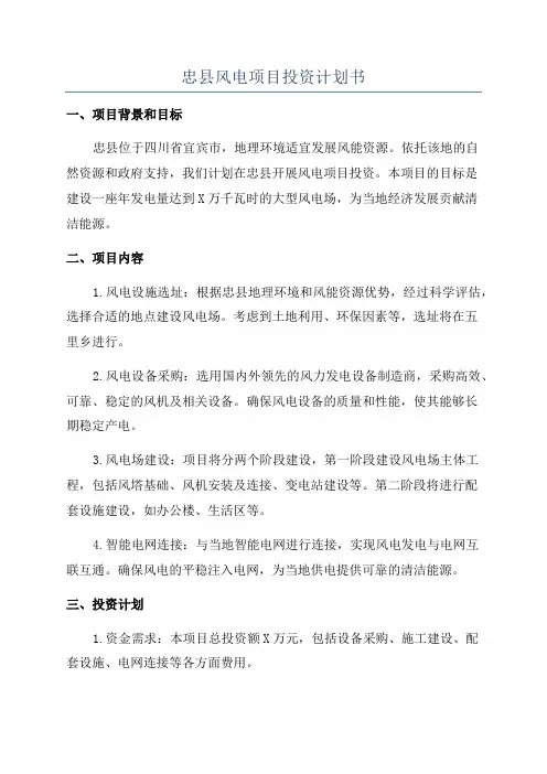忠县风电项目投资计划书