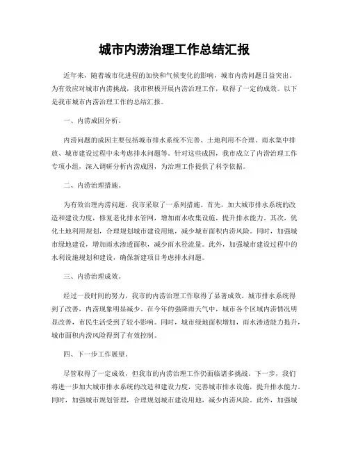 城市内涝治理工作总结汇报
