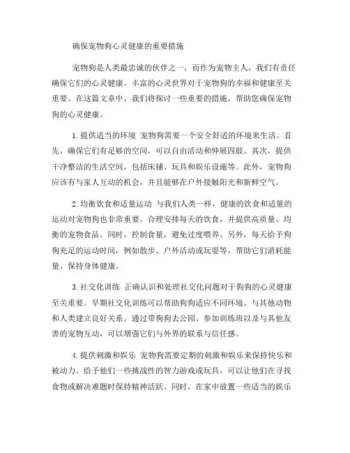 确保宠物狗心灵健康的重要措施