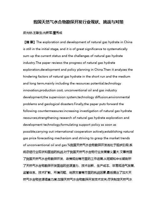 我国天然气水合物勘探开发行业现状、挑战与对策