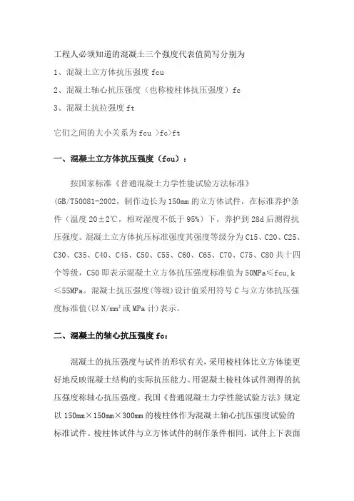 混凝土抗压强度三个值简写