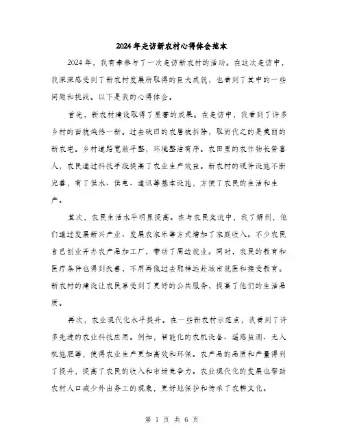 2024年走访新农村心得体会范本(三篇)