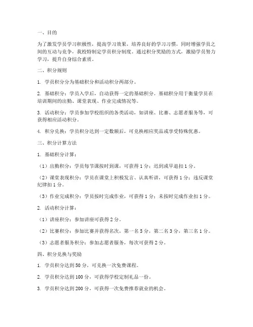 培训学校学员积分制度