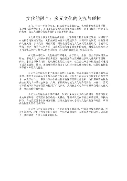 文化的融合：多元文化的交流与碰撞