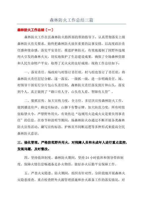 森林防火工作总结三篇