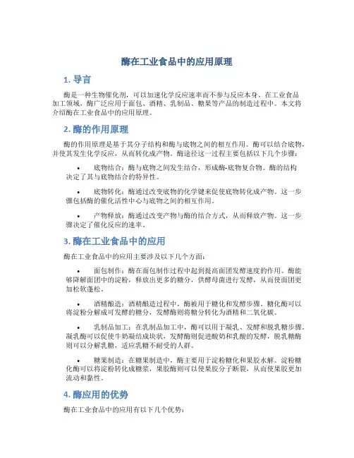 酶在工业食品中的应用原理