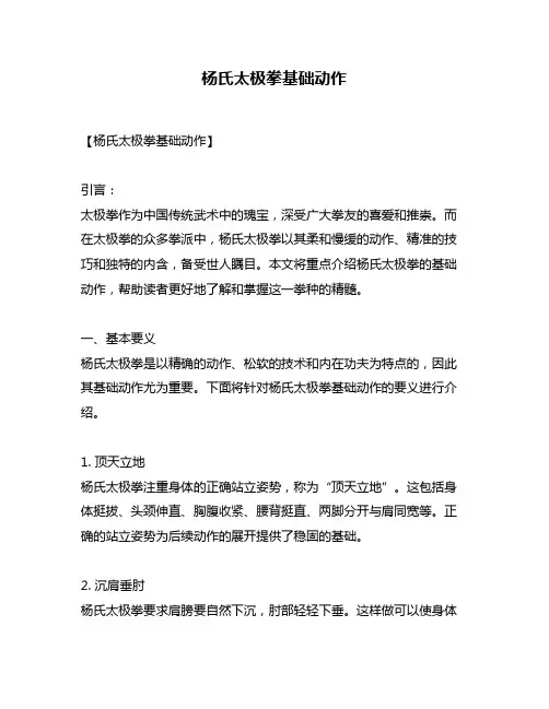 杨氏太极拳基础动作