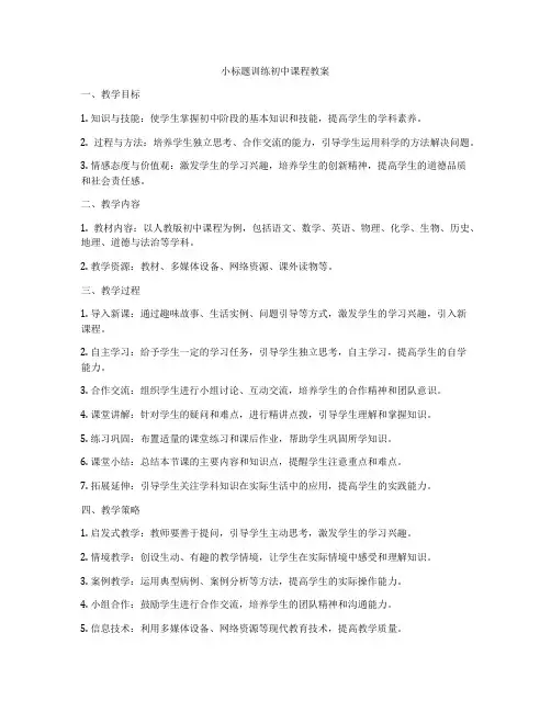 小标题训练初中课程教案