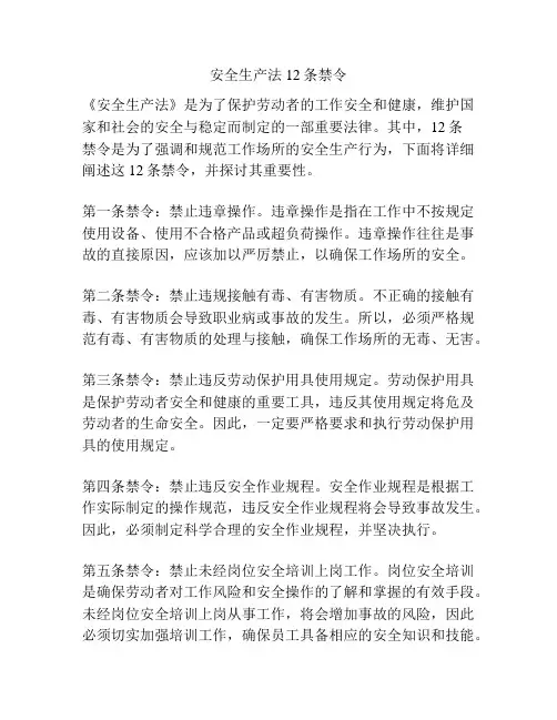 安全生产法12条禁令