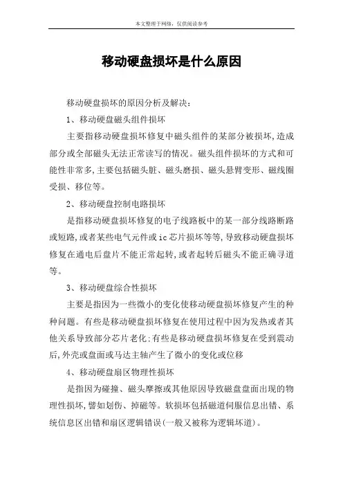 移动硬盘损坏是什么原因