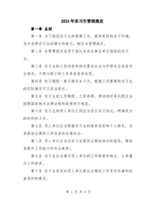 2024年实习生管理规定