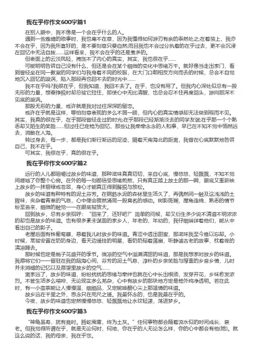 我只在乎你作文600字