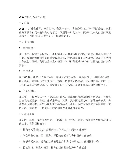 19年终个人工作总结