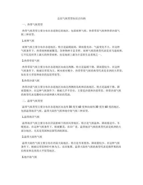 总结气候类型知识点归纳