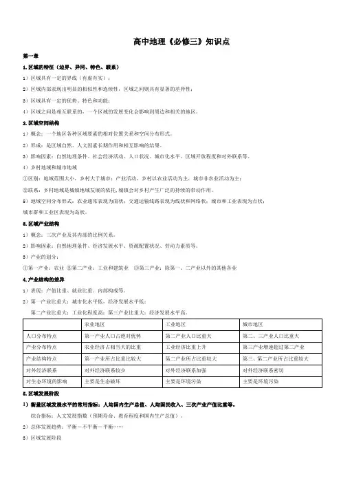 湘教版高中地理必修三知识点.doc