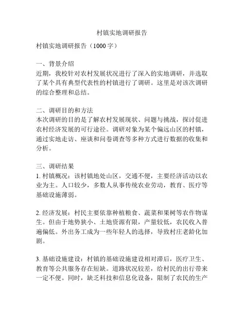 村镇实地调研报告