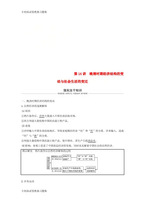 [小初高学习]2019届高考历史一轮复习 第六单元 晚清时期的中国(1840～1912年)第14讲