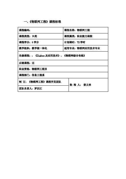 《物联网工程》课程标准