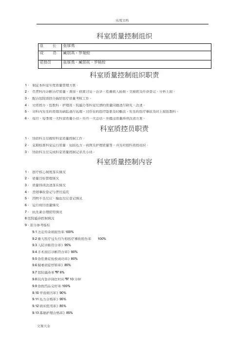 血透室医疗高质量与安全系统管理系统(含职责,计划清单,精彩活动及总结材料)