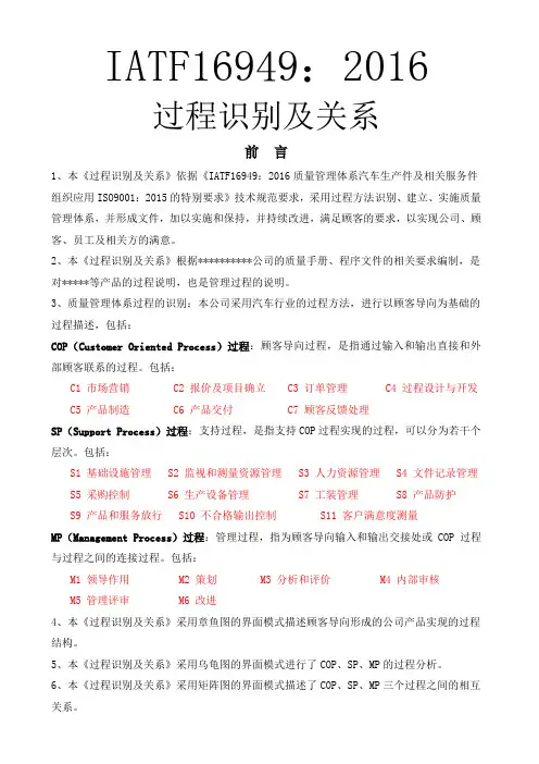 IATF16949-2016过程识别及关系
