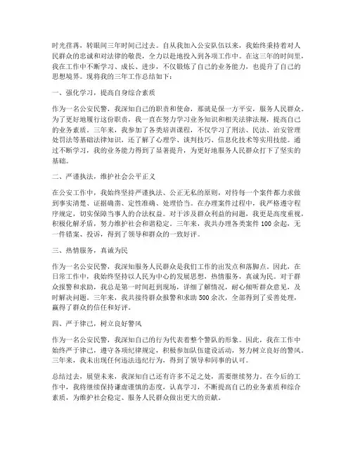 公安三年个人工作总结