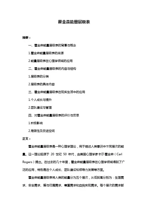 霍金森能量层级表