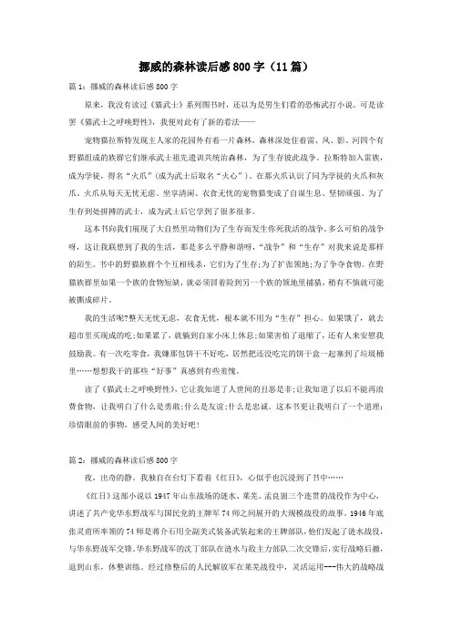 挪威的森林读后感800字(11篇)